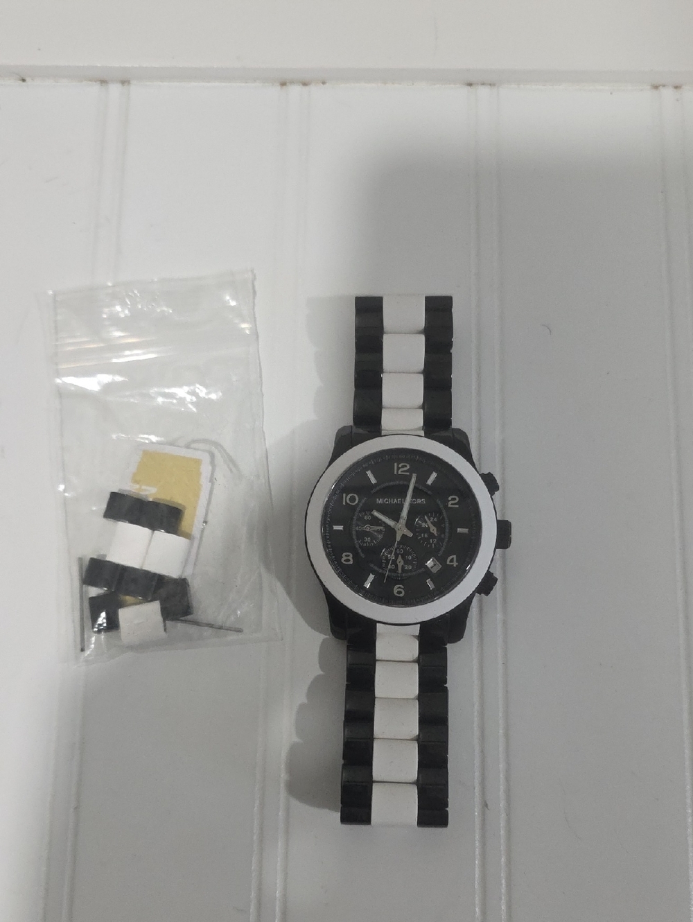 Michael Kors Black and White Ceramic Link Chronograph Watch
